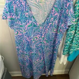 Lilly Pulitzer Pink & Blue Paisley V-Neck Dress